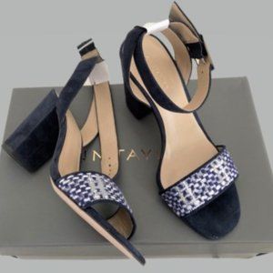 Ann Taylor 5M Navy Suede and Textile Sandal